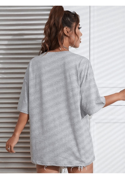 Uyguntarz Unisex Eternal Light Baskılı Tasarım Tshirt Gri