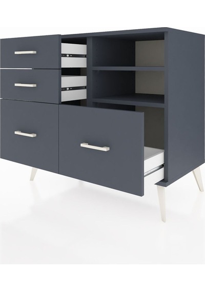 Hyperion Şifonyer 2 Raflı 4 Çekmeceli 88x44x80 Antrasit-antrasit Antrasit Hyperion Şifonyer 2 Raflı 4 Çekmeceli 88x44x80 Antrasit-antrasit Antrasit