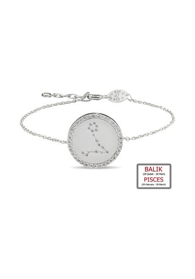 Kuyumcudukkanı Zirkontaşlı"balık Burcu"bileklik-50283-pisces-w Beyaz