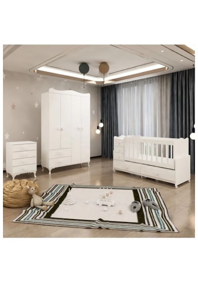Garaj Home Melina Bebek Odası Yıldız 4 Kapaklı - Beyaz Beyaz
