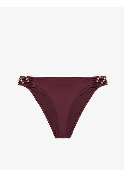 Koton Astarlı Yanları İpli Boncuklu Bikini Altı Bordo 5sak00187mm Bordo