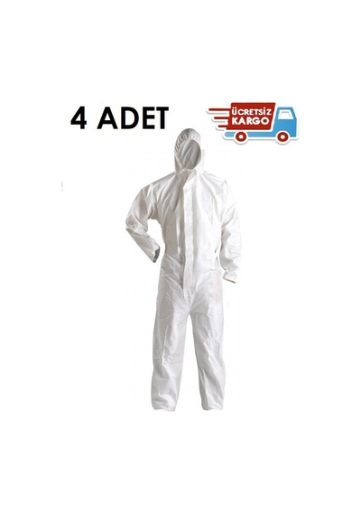 4 Adet - Microporous Kağıt Tulum - Beden Medium