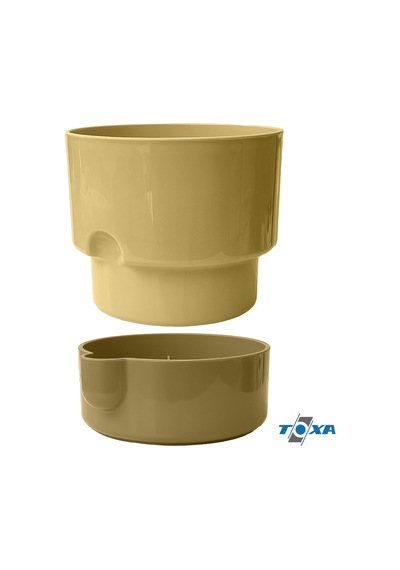 Dora Saksı Tabaklı Çiçek Kaktüs Saksısı Parlak Plastik Saksı 2 Adet, Gri&krem, 2l, 16cm Diğer