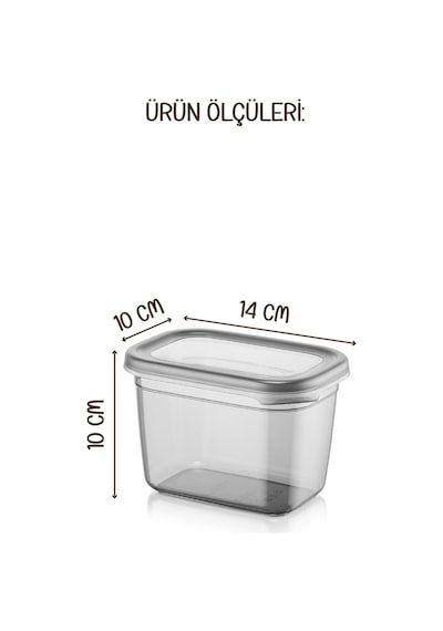 Vienev Renkli Etiketli Peggy Dikdörtgen Saklama Kabı Seti 800 ML Antrasit 12'li