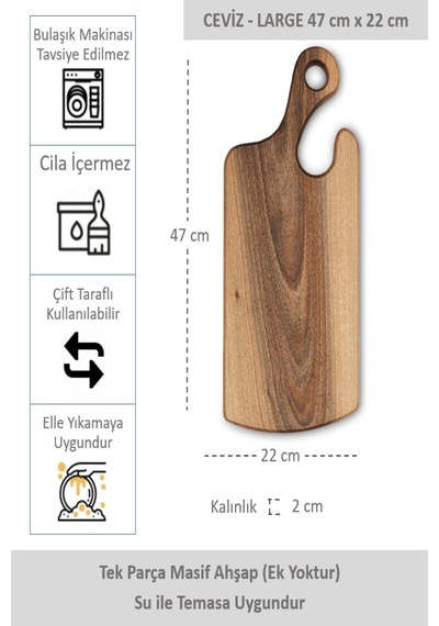 Yekpare Masif Ahşap Sunum Tahtası Kesme Tahtası Ceviz Large 1