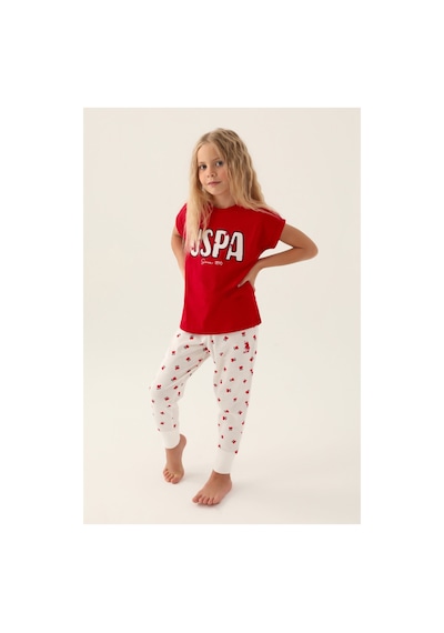 U.s. Polo Assn. Lisanslı Text Printed Kırmızı Kız Çocuk Pijama Takımı Kırmızı, Sarı U.s. Polo Assn. Lisanslı Text Printed Kırmızı Kız Çocuk Pijama Takımı Kırmızı, Sarı