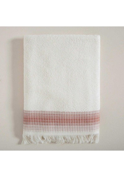 Endi %100 Pamuk Banyo Havlusu 70x140 Cm Ekru/koyu Somon