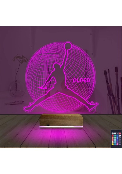 Luvivia Basketbol Nba Jordan Kişiye Özel 3d Lamba - Masa Gece Lambası