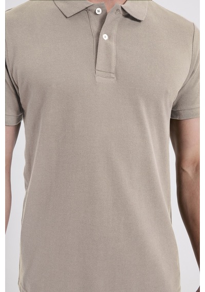 Tudors Slim Fit Dar Kesim %100 Pamuk Erkek Polo Yaka Gri Tişört-46190 Gri