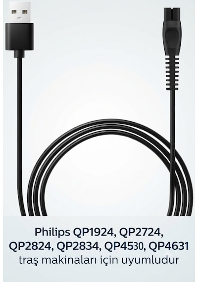 My Polo Tıme Philips Uyumlu Oneblade & Multigroom Usb Şarj Kablosu - Qp1924 Qp2724 Qp2824 Qp4530 Qp4631 Mg5910