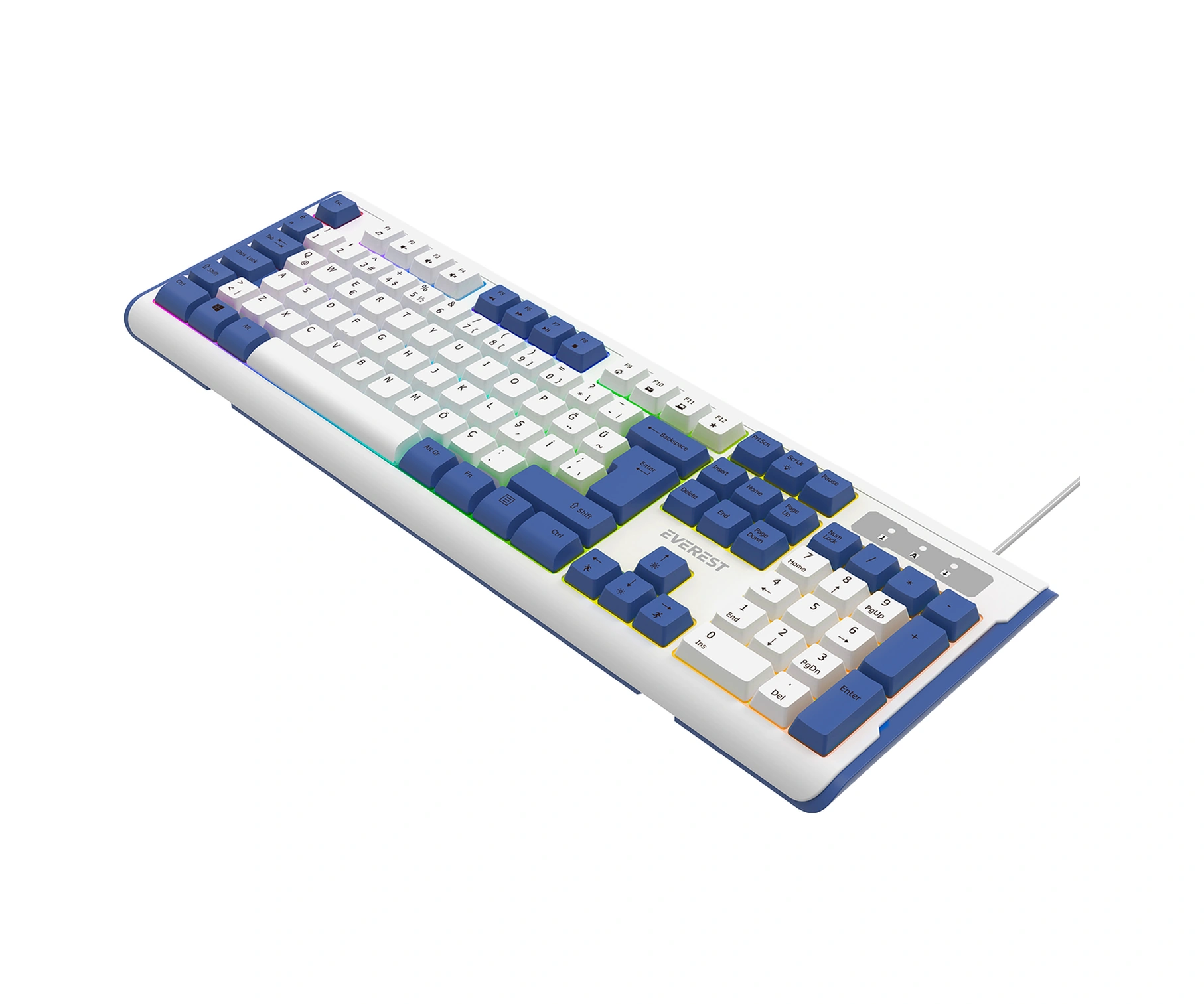 Everest Kb-74 Beyaz/mavi Usb Rainbow Aydınlatmalı Q Membrane