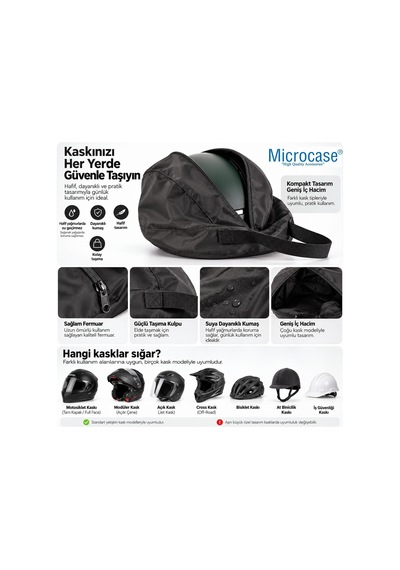 Tr Kask Taşıma Çantası Fermuarlı Geniş İç Hacimli Motosiklet Bisiklet Scooter Kask Çantası 44 X 28 X 24 Cm Al5 Genel