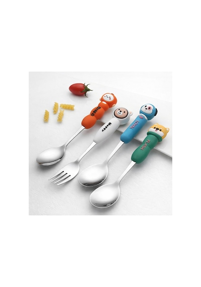 Figürlü Premium Çocuk Bpa Free Paslanmaz Çelik Uçlu Çatal-kaşık Set 24+ Ay