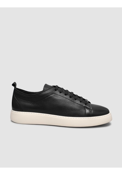 Cabani Erkek Minimal Siyah Deri Sneaker Siyah