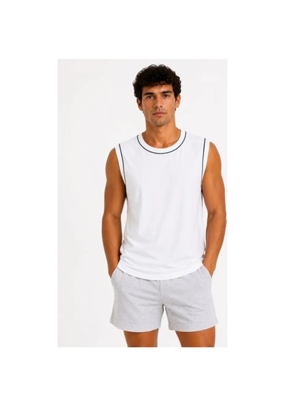 Butik İstanbul Erkek 3 Lü Kolsuz Sporcu Atlet Seti Yazlık Bisiklet Yaka - Siyah, Lacivert, Beyaz Çok Renkli