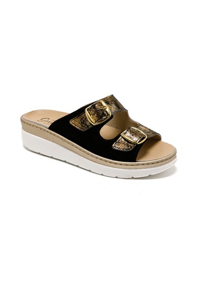 Sandalet Kadın 5619 Green Life Stretch Women's Footwear Black Siyah