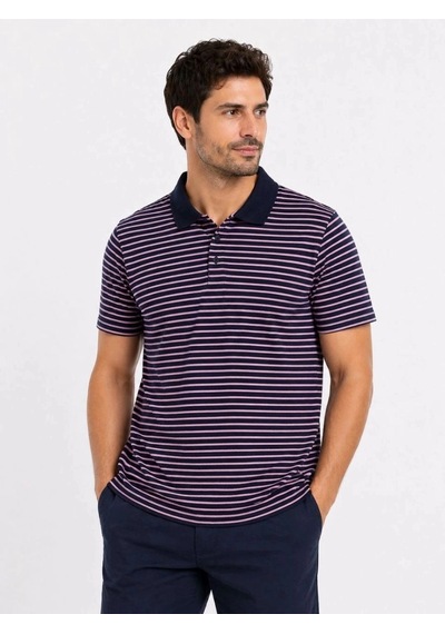 Freedom Storee Erkek Pike Kumaş Gül Kurusu Çizgili Polo Yaka Tişört Kısa Kol T-shirt - Siyah Çok Renkli