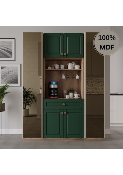 Form Kahve Köşesi Dolabı %100 Mdf Temperli Cam Hazır Mutfak Dolabı Yeşil Form Kahve Köşesi Dolabı %100 Mdf Temperli Cam Hazır Mutfak Dolabı Yeşil