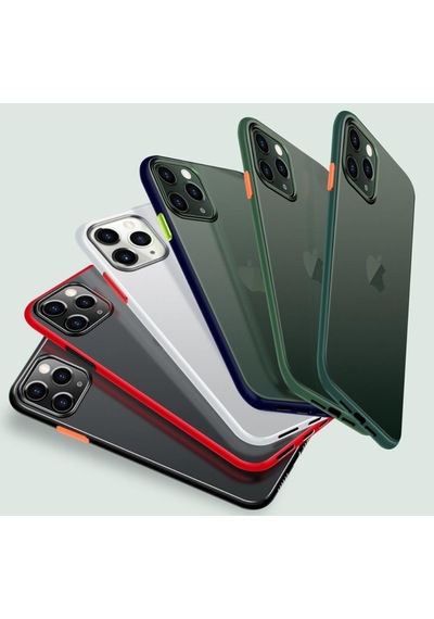 Apple Uyumlu iPhone 11 Kılıf Mat Yüzey Renkli Kenar Silikon Siyah