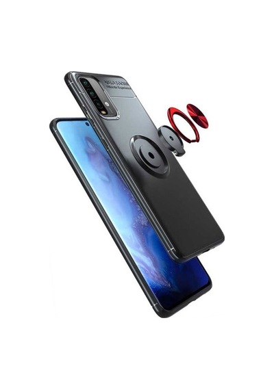 Xiaomi Redmi Note 9 4G Kılıf Yüzüklü Tam Korumalı Silikon Kapak