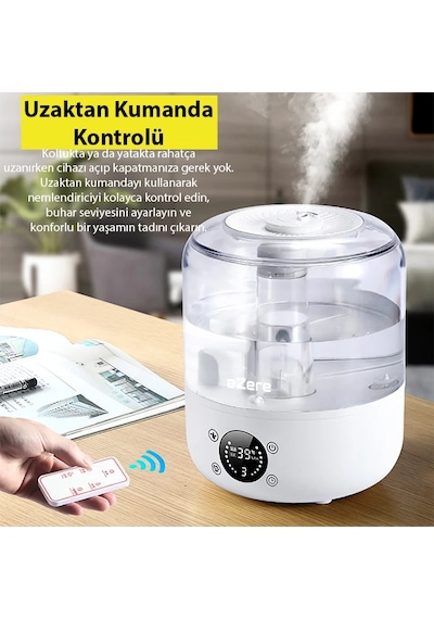 Ezere Th-413 Akıllı Dijital Hava Nemlendirici 3l Kapasite Dokunmatik Panel Uzaktan Kumanda Sessiz Çalışma- 5775