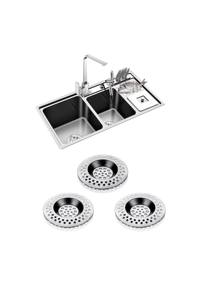 3'li Metal Mutfak Lavabo Süzgeci Paslanmaz 3 Adet Evye 7 Cm Çelik 3 Tr Evet Elde Yıkanmalıdır. Çelik Diğer