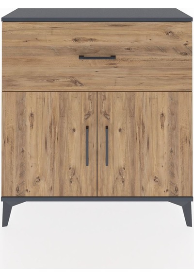 Arges Şifonyer Tek Raflı Tek Çekmeceli 2 Kapaklı 88x30x96 Ant... Antrasit