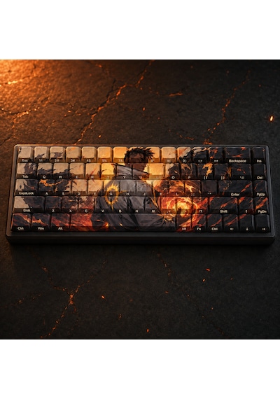 Valorant Phoenix Temalı 68 Tuşlu Pbt Boya Süblimasyonlu Yan Baskılı Cherry Profil Mekanik Klavye Keycaps Seti