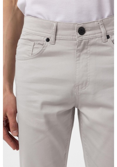 Süvari Bej Slim Fit 5 Cep Kalıp Armürlü Kanvas Pantolon