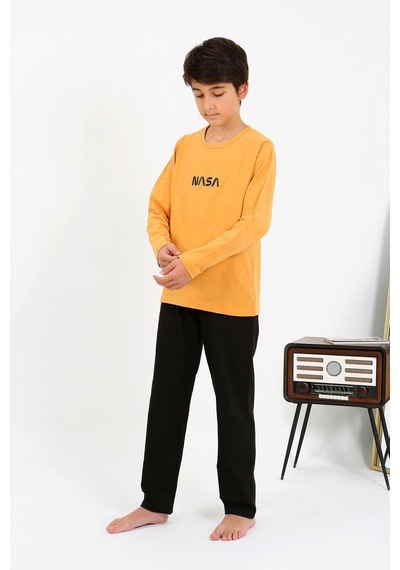 Akbeniz Erkek Çocuk Uzun Kol Penye Pijama Takım 20438 Sarı