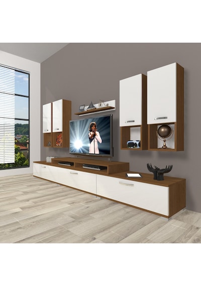 Decoraktiv Ekoflex 8da Slm Tv Ünitesi Tv Sehpası Ceviz - Beyaz