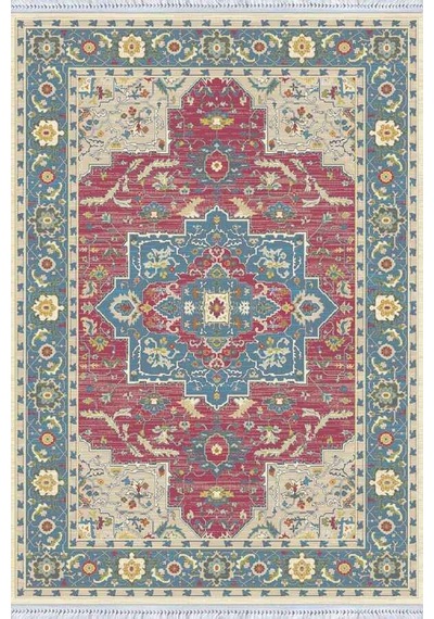 Pembe Klasik Göbekli Dokuma Pamuk Taban Kaymaz Kilim Klm226n11