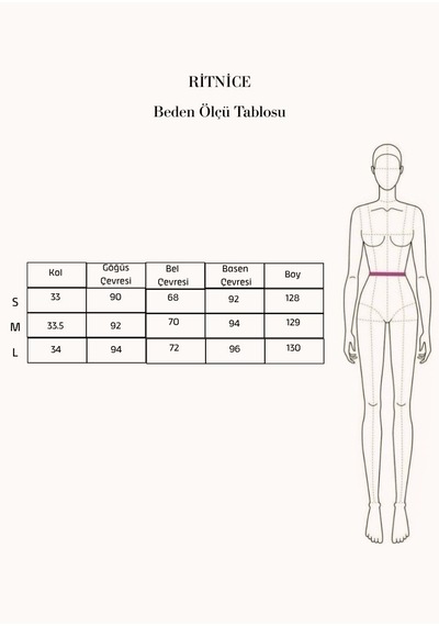 Ritnice Kadın Priya Fisto İşlemeli Astarlı V Yaka Kısa Kollu Uzun Dokuma Mavi Elbise