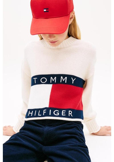 Tommy Hilfiger Kız Çocuk Triko Kg0kg08922 Ekru
