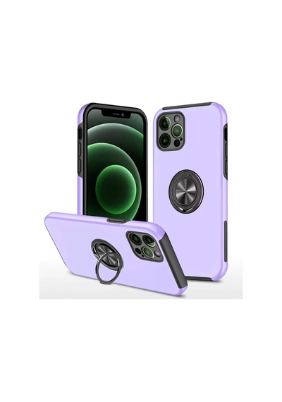 Newface Apple İphone 12 Pro Max Kılıf Elit Yüzüklü Kapak - Mor