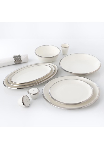 Korkmaz Elektra Collection 60 Parça Platin Yemek Takımı A8057 Beyaz