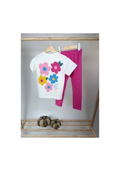 Poala Kids Çiçekli Tayt Takım Çok Renkli