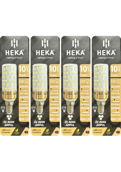 4 Adet Heka 10w 70w Sarı-günışığı-beyaz E14 Duylu Üç Renkli Led Mısır Ampul