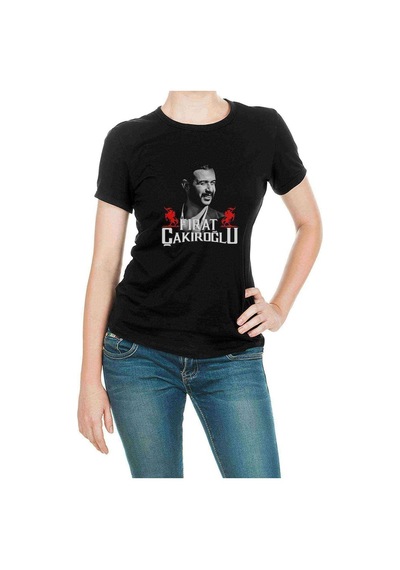Firat Çakiroğlu Baskılı Siyah Kadın Tshirt