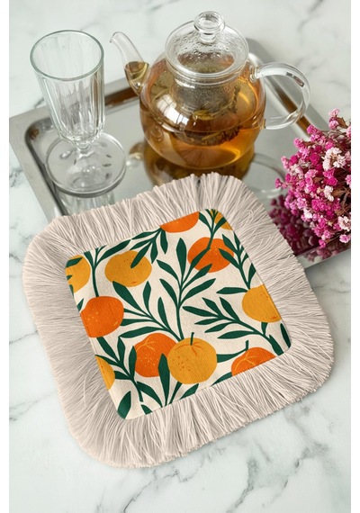 Limon Bahçesi Saçaklı Sunum Peçetesi - Mediterranean Modern Yeşil Turuncu Krem Bardak Altlığı Mendil Buzlu Dumanlı Nar Limon Bahçesi Saçaklı Sunum Peçetesi - Mediterranean Modern Yeşil Turuncu Krem Bardak Altlığı Mendil Buzlu Dumanlı Nar