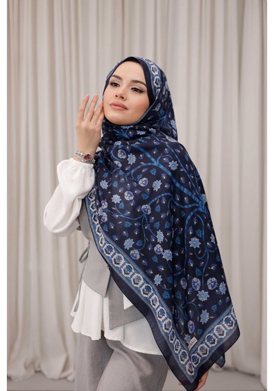 Mimiyum Alya Desen Soft Şal Lacivert