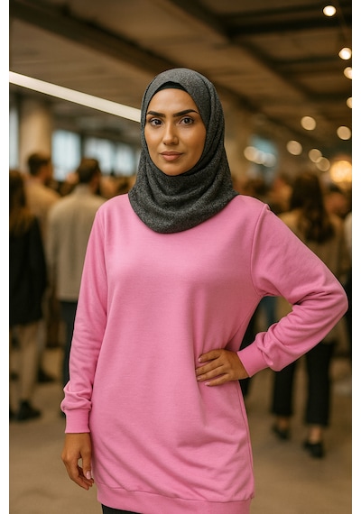 Trendhazan 2 İplik İnce Mevsimlik Uzun Tunik Pembe