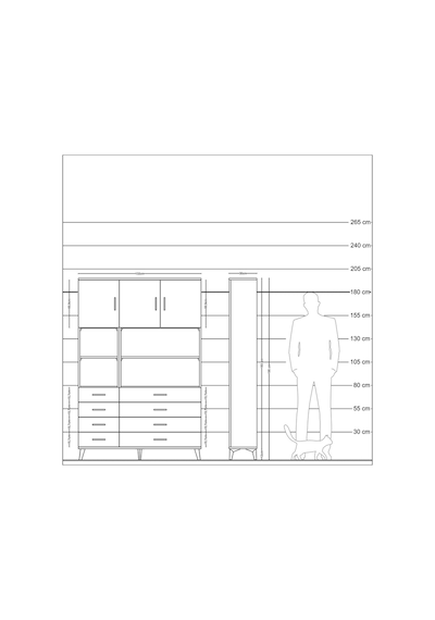 Arges Dolap 8 Raflı 8 Çekmeceli 3 Kapaklı 132x30x195 Antrasit... Antrasit