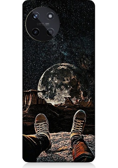 Realme 11 4g Uyumlu Yıldızlı Bir Gece Ve Ay Desenli Silikon Kılıf