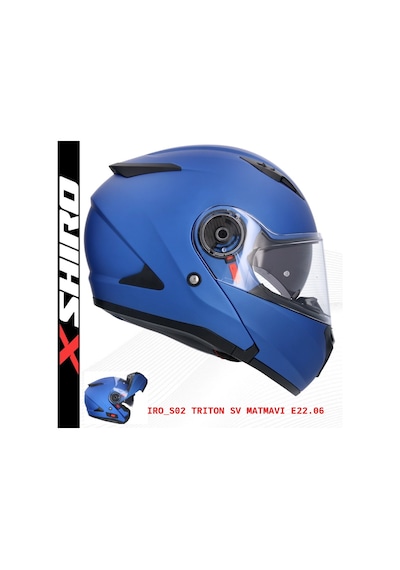 Shiro Flip Up Triton M.C Motosiklet Kaskı Mat Mavi