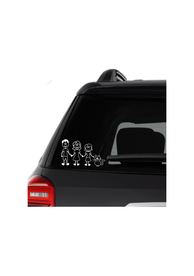Aile Sticker Anne Baba Kızları Ve Kedisi Araba Yapıştırma