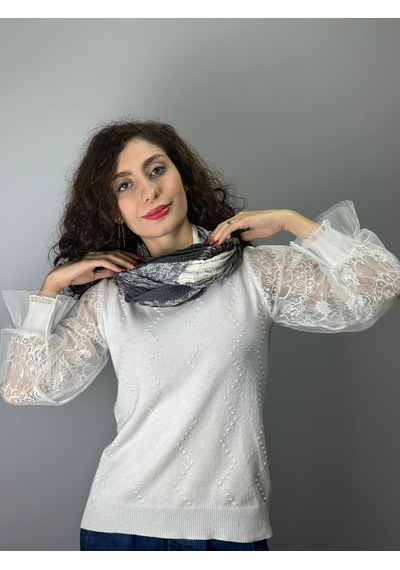 Gönülden Tasarım Füme Renkli Triko Kadın Fular Boyunluk Atkı 8x50 Cm Renkli