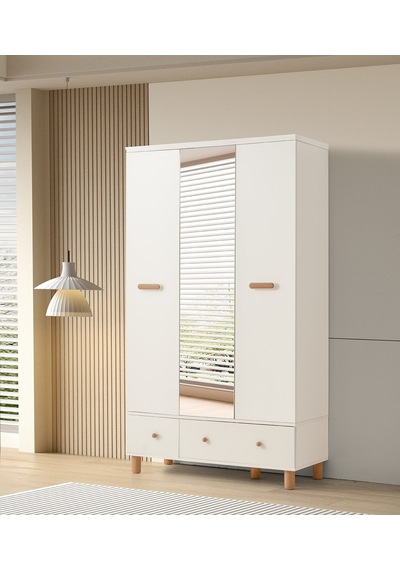 Nice 4 Kapaklı %100 Mdf Elbise Dolabı Gardrop 154x54x212 Ekru