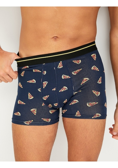 Koton 3'Lü Boxer Seti Pizza Baskılı Çok Renkli Gri Desenli 4Wlm90047Mk 4Wlm90047Mk0D4