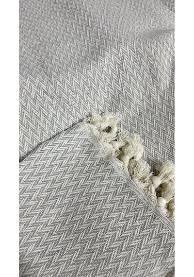 Lunga Vita Başak Desen Dokuma %100 Pamuklu Çok Amaçlı Pike Koltuk Örtüsü 180x230 Gri